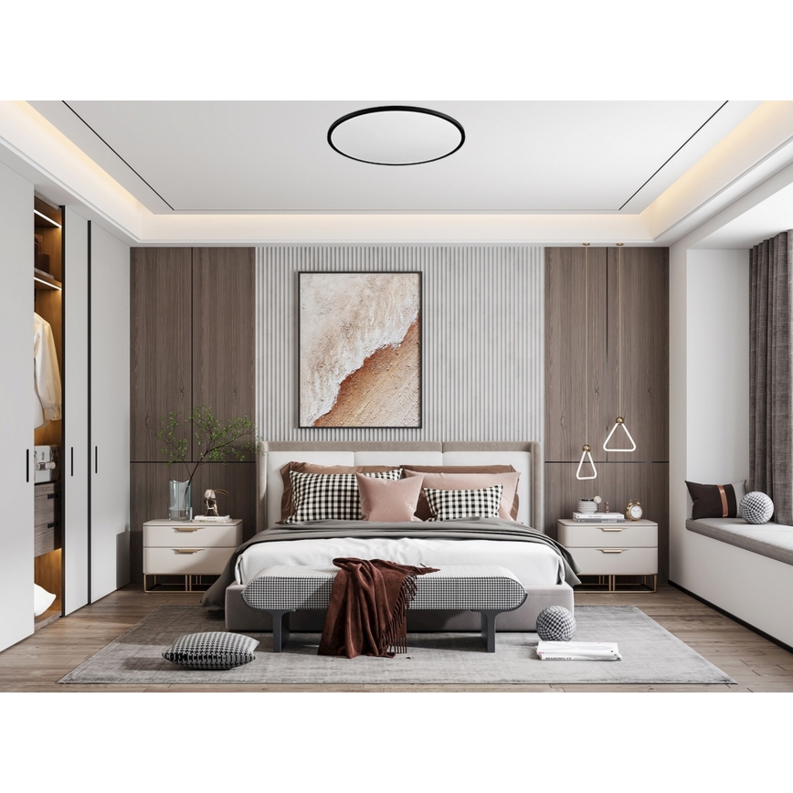 Top Light - Світлодіодний стельовий світильник з регулюванням яскравості REVIT LED/70W/230V 3000-6500K діаметр 75 см чорний + пульт дистанційного керування