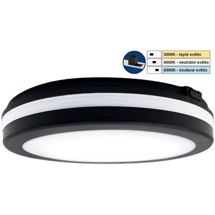 Top Light - Світлодіодний світильник для ванної кімнати COMET LED/15W/230V 3000/4000/6500K IP54 діаметр 20 см чорний