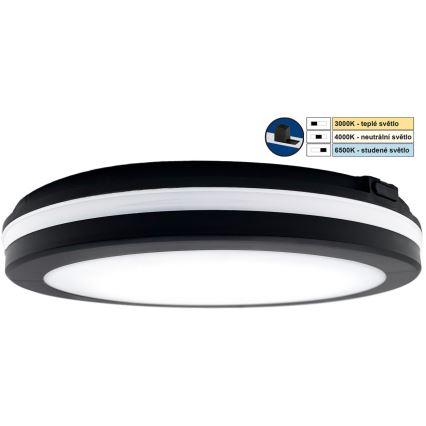 Top Light - Світлодіодний світильник для ванної кімнати COMET LED/24W/230V 3000/4000/6500K IP54 діаметр 30 см чорний