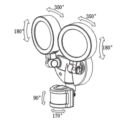 Top Light Tarraco C PIR - Світлодіодний прожектор з датчиком TARRACO 2xLED/20W/230V IP65