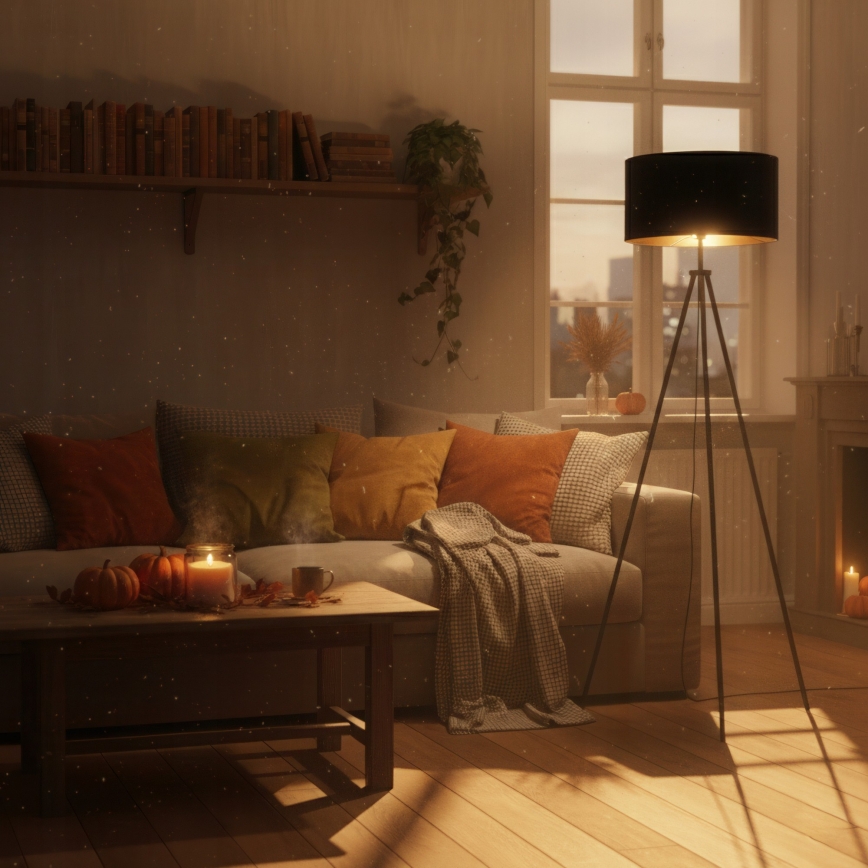 Торшер 1xE27/40W/230V чёрный