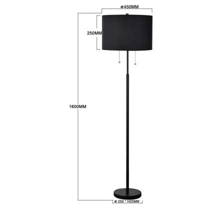 Торшер FOGO 2xE27/15W/230V черный