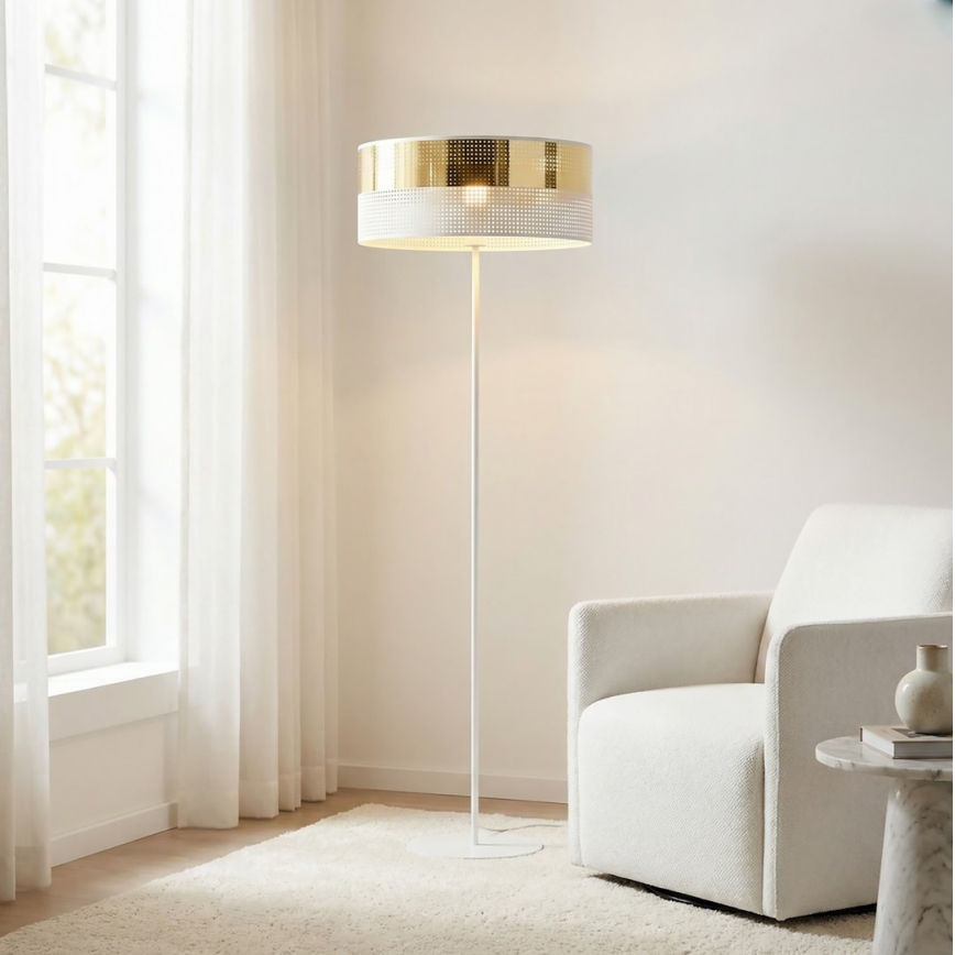Торшер LUX 1xE27/15W/230V белый/золотой