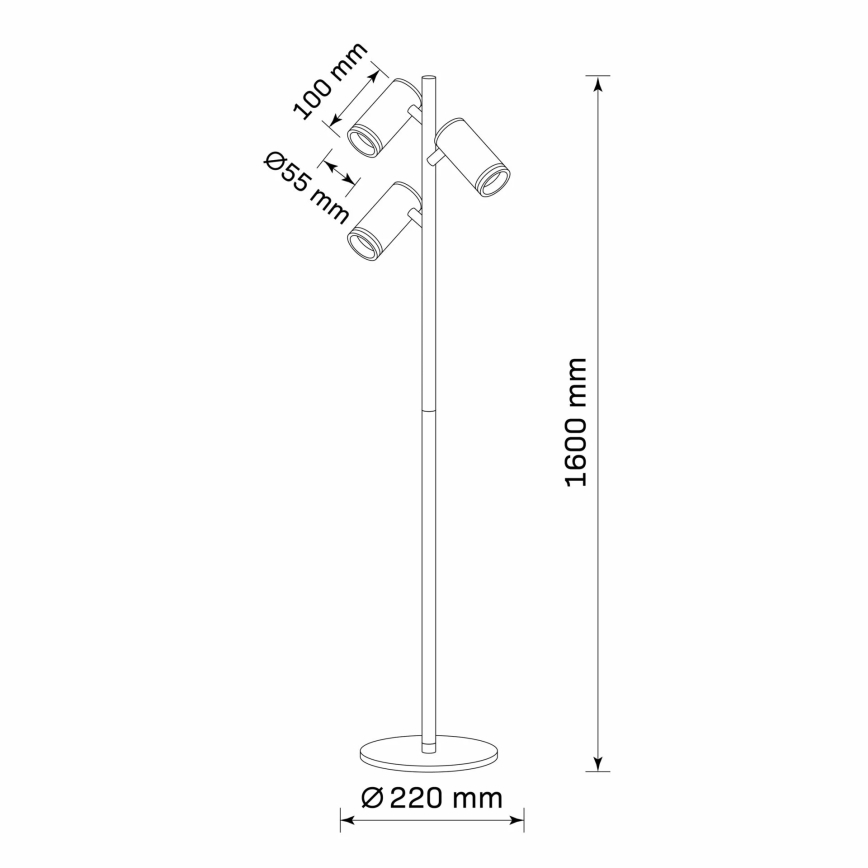 Торшер PARIS 3xGU10/12W/230V черный