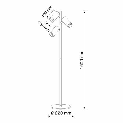 Торшер PARIS 3xGU10/12W/230V черный