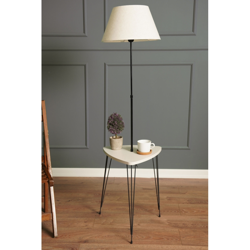 Торшер со столиком 1xE27/40W/230V черный/кремовый