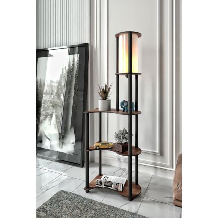 Торшер з поличками 1xE27/40W/230V 140 см чорний/коричневий