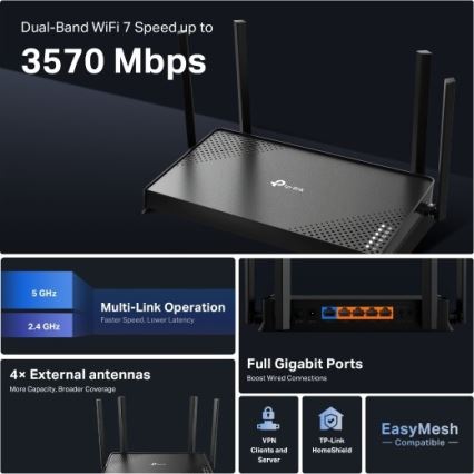 TP-Link - двохдіапазонний маршрутизатор Wi‑Fi 7 Archer BE220