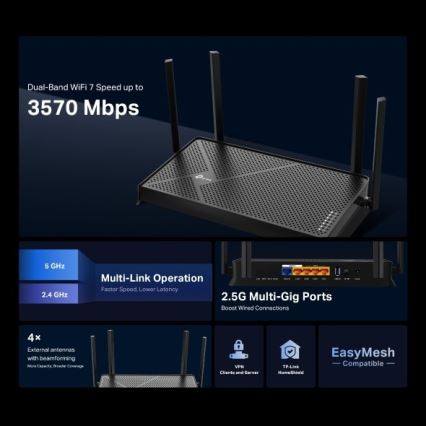TP-Link - двохдіапазонний Wi-Fi 7 роутер Archer BE230