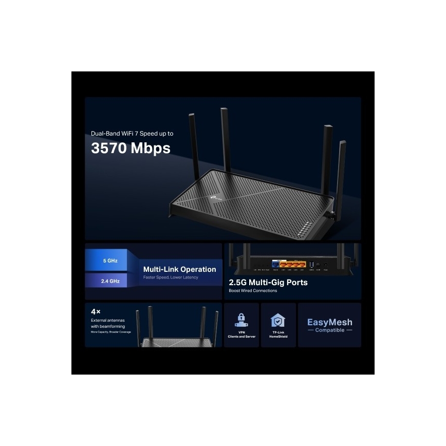TP-Link - двохдіапазонний Wi-Fi 7 роутер Archer BE230