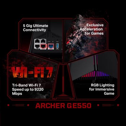 TP-Link - Ігровий тридіапазонний Wi-Fi 7 роутер Archer GE550