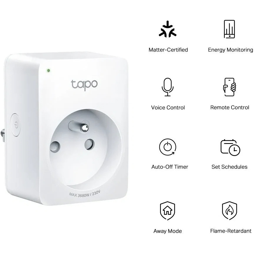 TP-Link - Розумна розетка E MATTER 3680W Wi-Fi