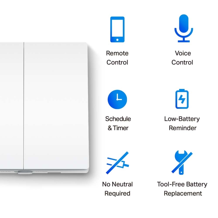 TP-Link - Розумний двокнопковий вимикач світла 2xAAA Wi-Fi
