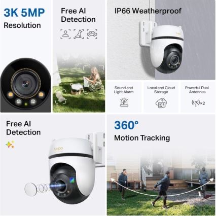 TP-Link - Уличная камера с датчиком, класс защиты IP66, Wi-Fi