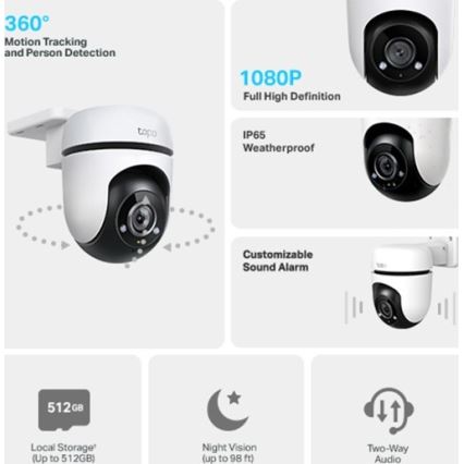TP-Link - Уличная камера с датчиком, IP65, Wi-Fi