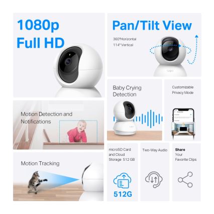 TP-Link - Умная поворотная камера видеонаблюдения с Wi-FI