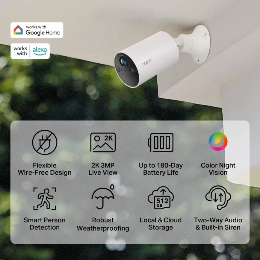 TP-Link - Умная уличная камера с датчиком IP65 Wi-Fi
