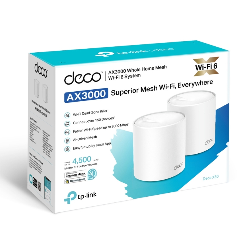 TP-Link - Комплект із 2 вузлів Wi‑Fi 6 mesh‑системи для всього будинку Deco X50