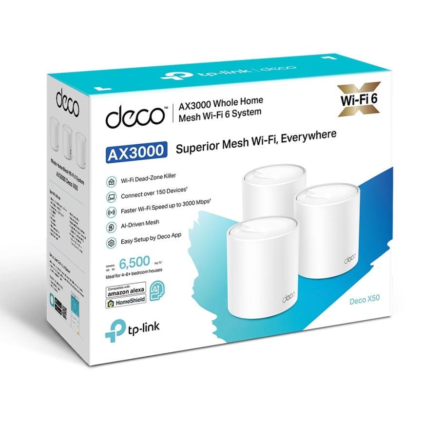 TP-Link - комплект из 3 устройств Wi-Fi 6 mesh‑системы для всего дома Deco X50