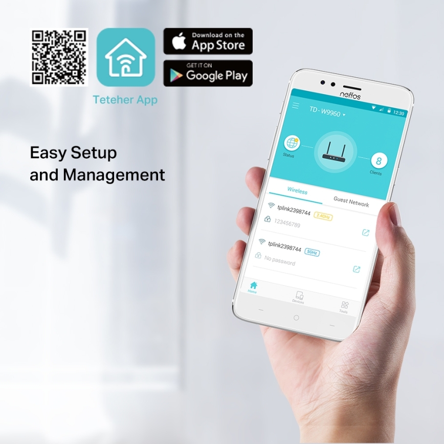 TP-Link — VDSL/ADSL модем-роутер TD-W9960, Wireless N, 300 Мбіт/с Wi-Fi