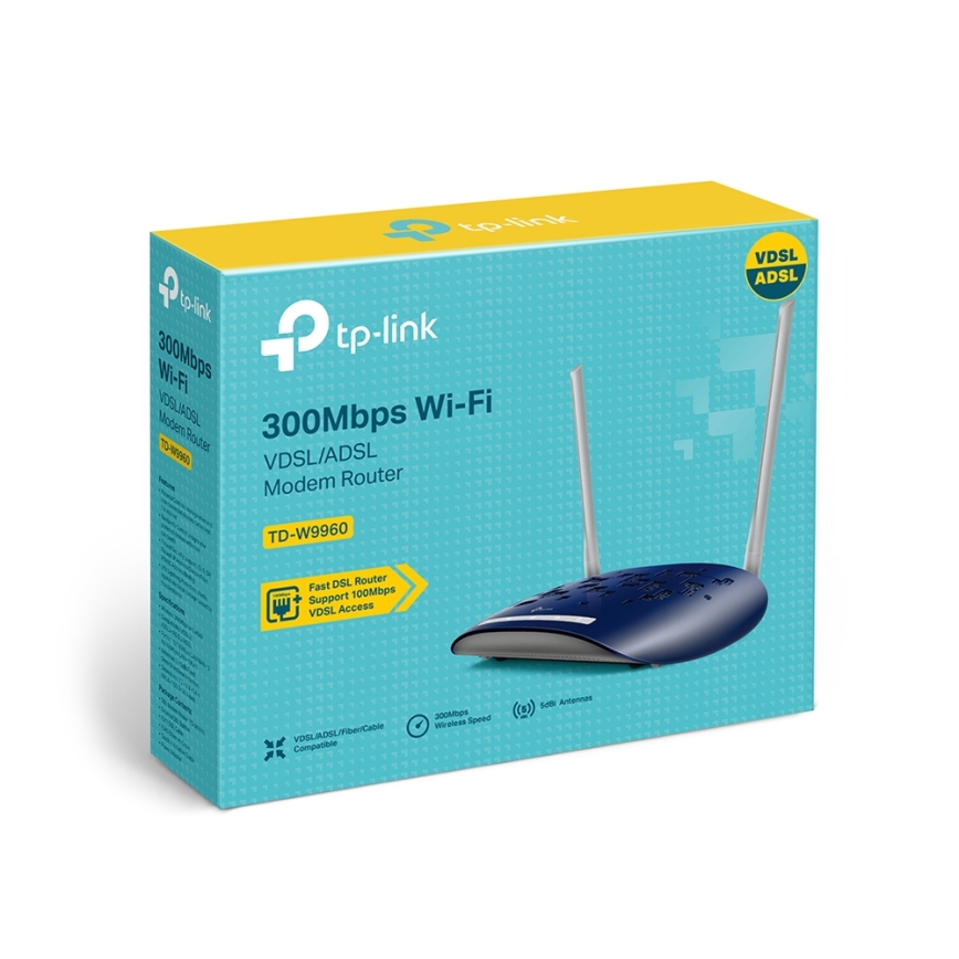 TP-Link — VDSL/ADSL модем-роутер TD-W9960, Wireless N, 300 Мбіт/с Wi-Fi