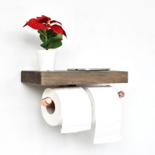 Тримач для туалетного паперу з поличкою BORU 12x30 см ялина/мідний