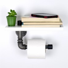 Тримач для туалетного паперу з поличкою BORURAF 12x40 см білий/сірий