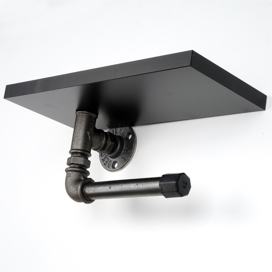 Тримач для туалетного паперу з поличкою BORU 12x30 см чорний