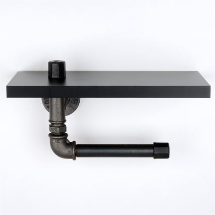 Тримач для туалетного паперу з поличкою BORU 12x30 см чорний