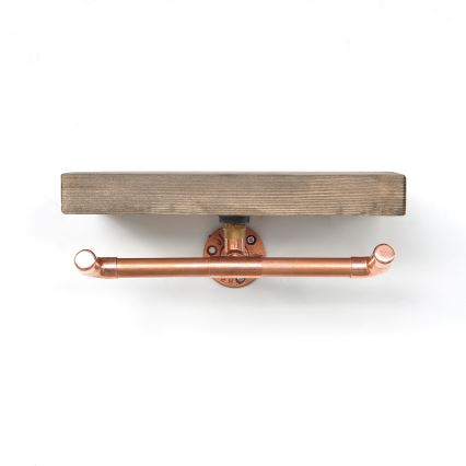 Тримач для туалетного паперу з поличкою BORU 12x30 см ялина/мідний