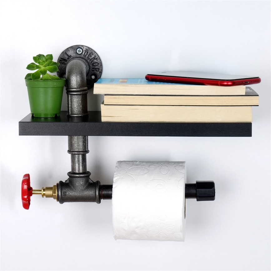 Тримач для туалетного паперу з поличкою BORU чорний