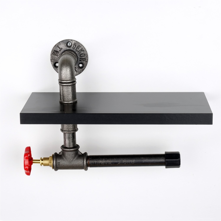 Тримач для туалетного паперу з поличкою BORU чорний