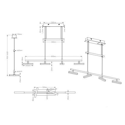 Trio - LED Підвісна люстра з регулюванням яскравості OPIUM 4xLED/4W/230V