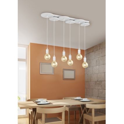 Trio - Люстра на тросе DISCUS 6xE27/28W/230V белая
