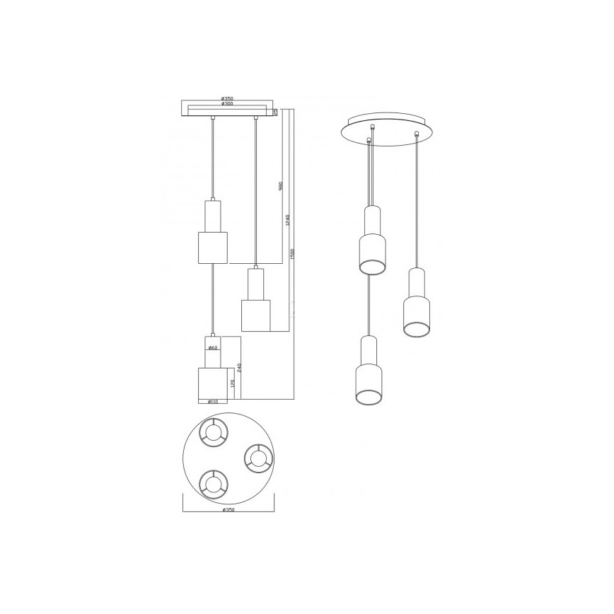 Trio - Люстра на тросе WAILER 3xGU10/5W/230V серая