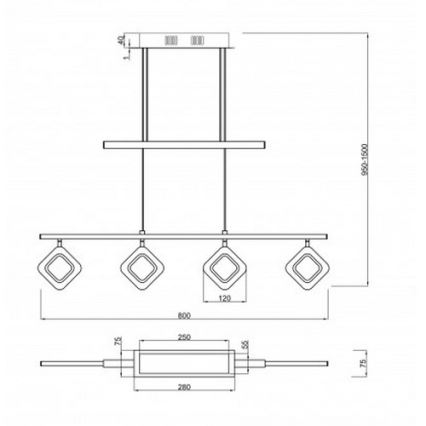 Trio - Підвісна LED люстра PARADOX 4xLED/4,3W/230V