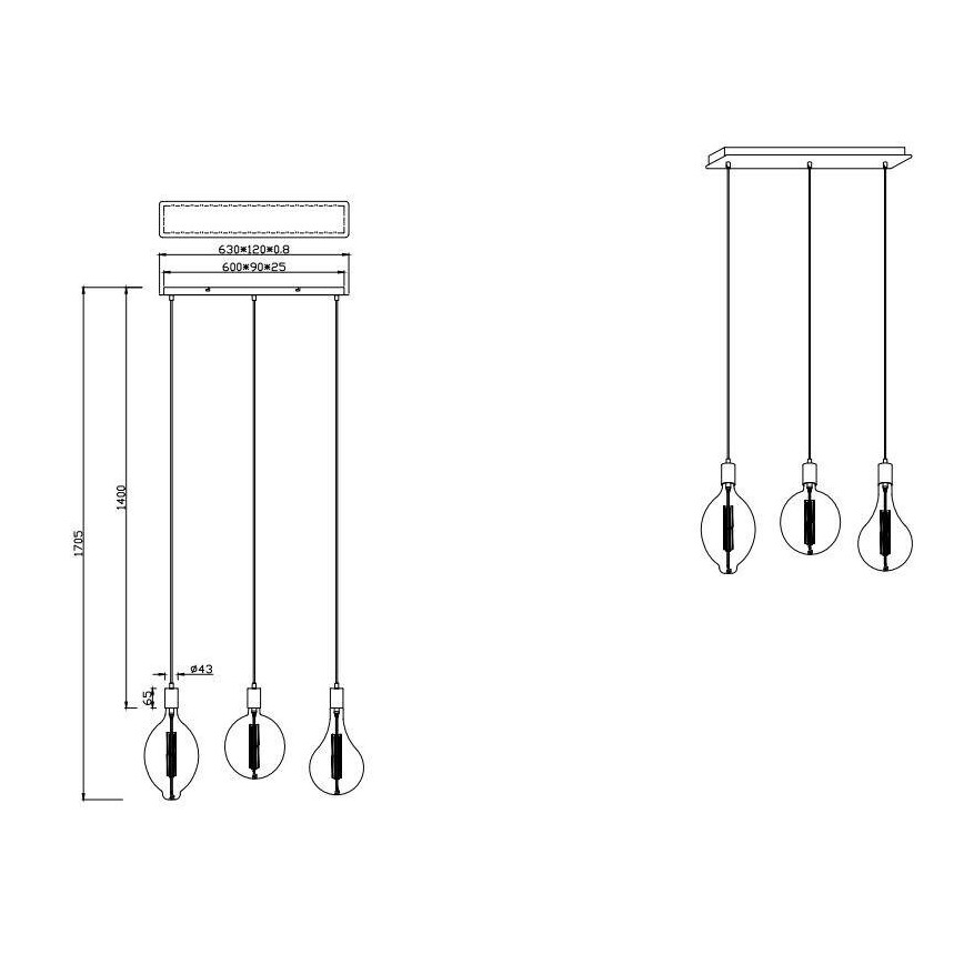 Trio - Підвісна LED люстра з регулюванням яскравості GINSTER 3xE27/8W/230V
