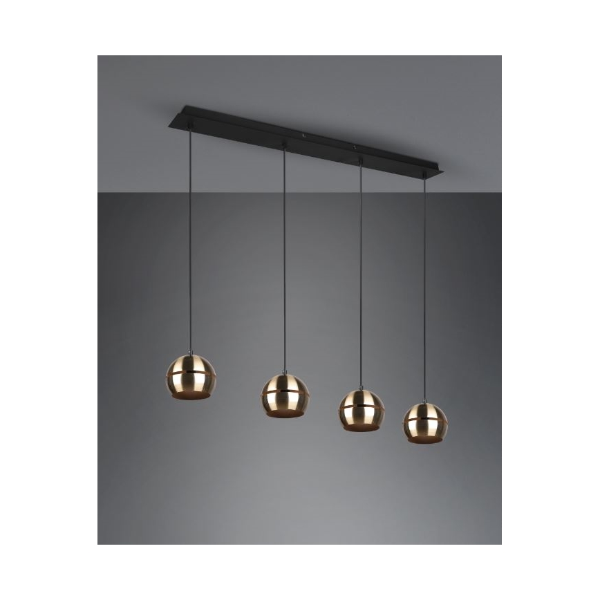 Trio - Підвісна люстра FLETCHER 4xE14/40W/230V латунь