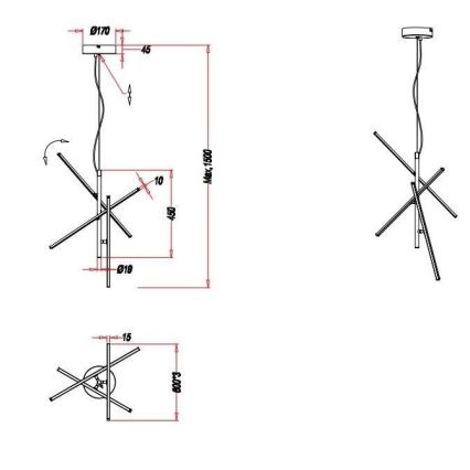 Trio - Підвісна світлодіодна люстра з регулюванням яскравості TIRIAC 3xLED/7,5W/230V
