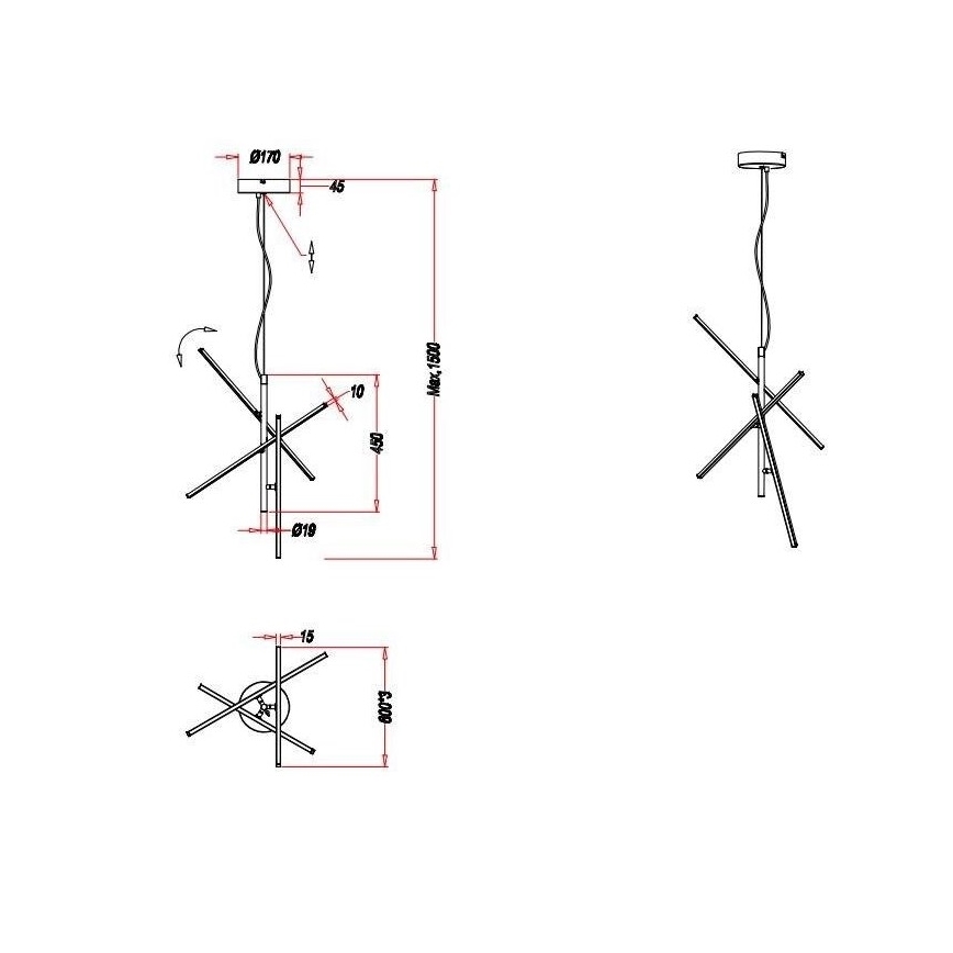 Trio - Підвісна світлодіодна люстра з регулюванням яскравості TIRIAC 3xLED/7,5W/230V