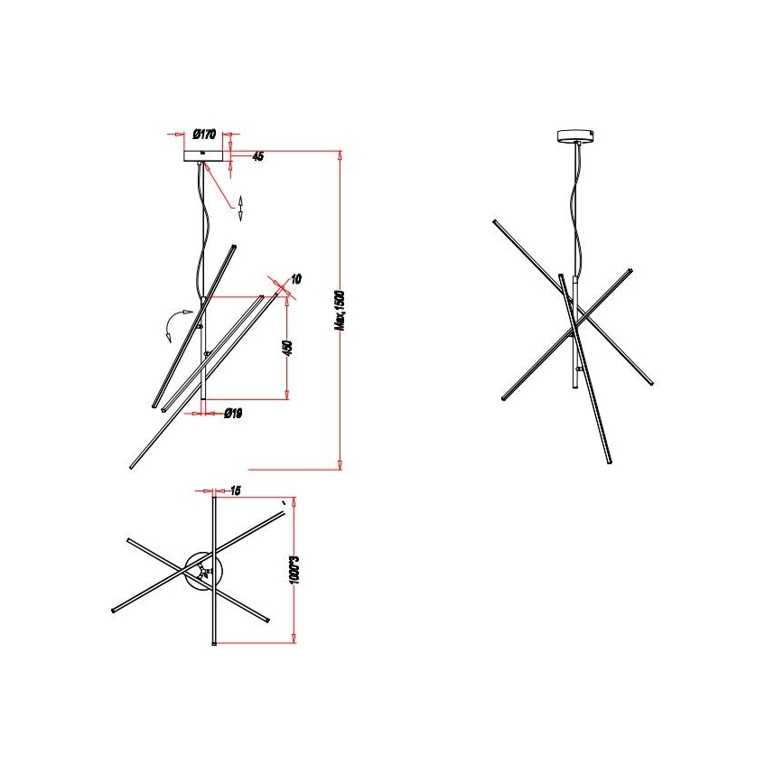 Trio - Підвісна світлодіодна люстра з регулюванням яскравості TIRIAC 3xLED/8,5W/230V біла