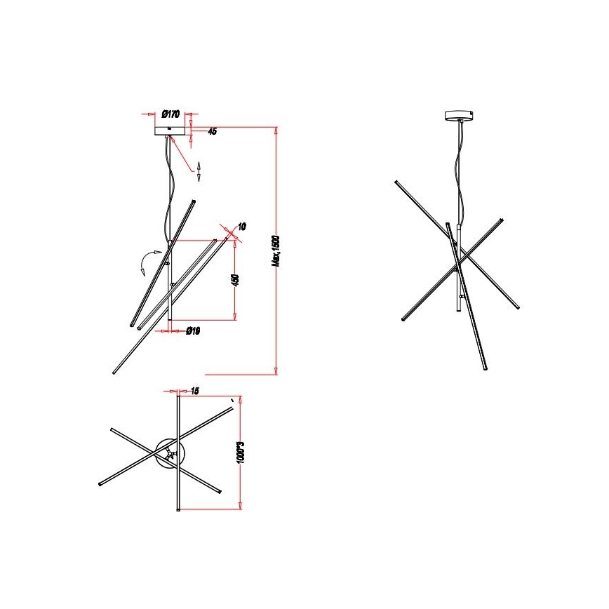 Trio - Підвісна світлодіодна люстра з регулюванням яскравості TIRIAC 3xLED/8,5W/230V