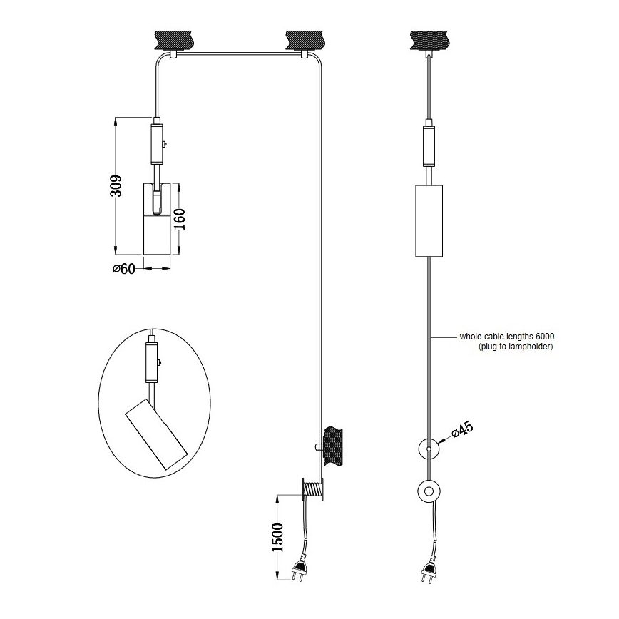 Trio - Подвесная люстра CARLA 1xGU10/35W/230V
