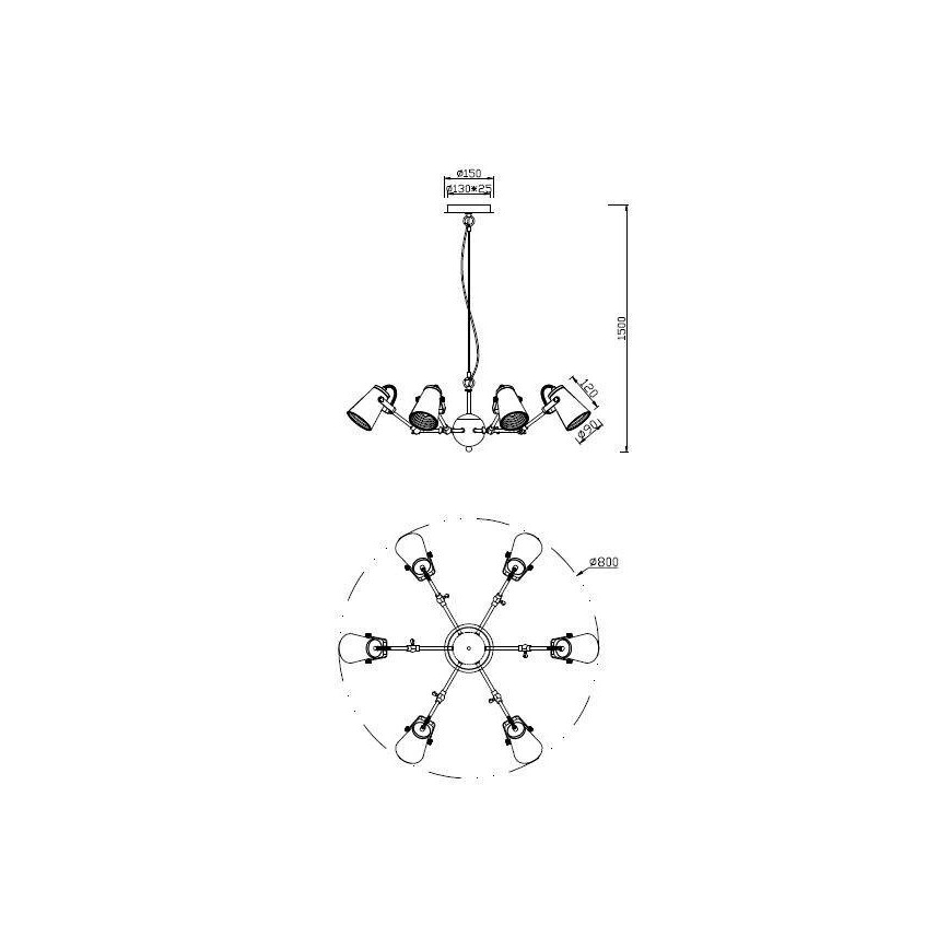 Trio - Подвесная люстра EDWARD 6xE14/40W/230V
