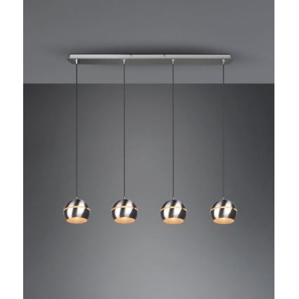 Trio - Подвесная люстра FLETCHER 4xE14/40W/230V матовый хром
