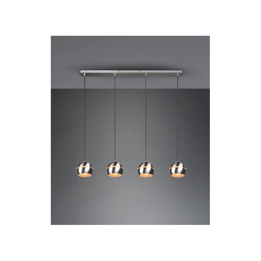 Trio - Подвесная люстра FLETCHER 4xE14/40W/230V матовый хром