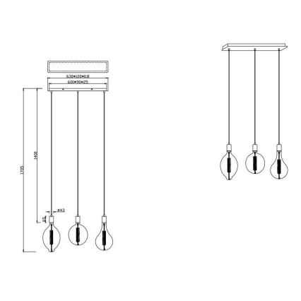 Trio - Светодиодная диммируемая подвесная люстра GINSTER 3xE27/8W/230V