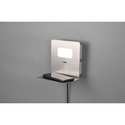 Trio - Светодиодный настенный светильник с полкой ALOFT LED/3W/230V + USB-порт