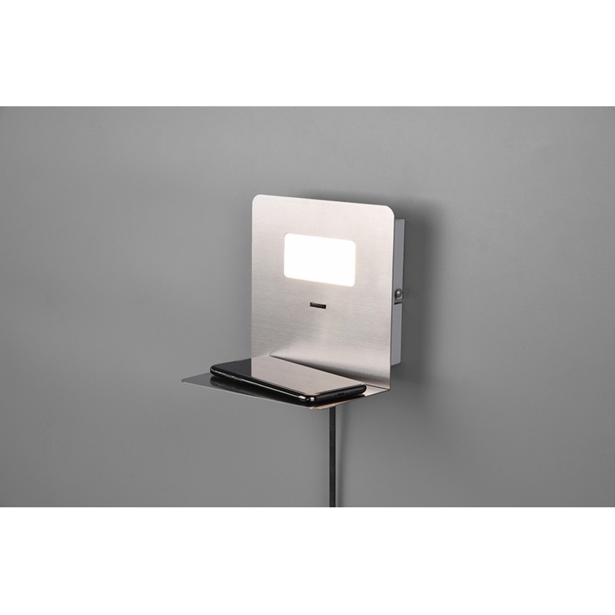 Trio - Светодиодный настенный светильник с полкой ALOFT LED/3W/230V + USB-порт