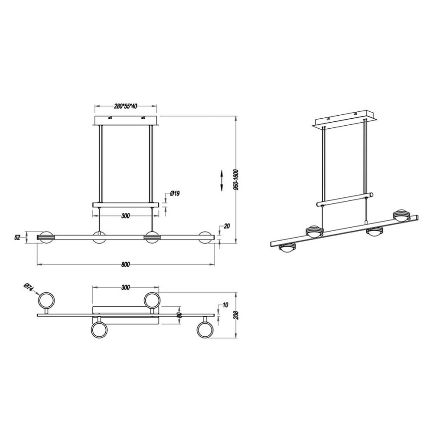 TRIO - Світлодіодна підвісна люстра LENTIL 8xLED/2,3W/230V